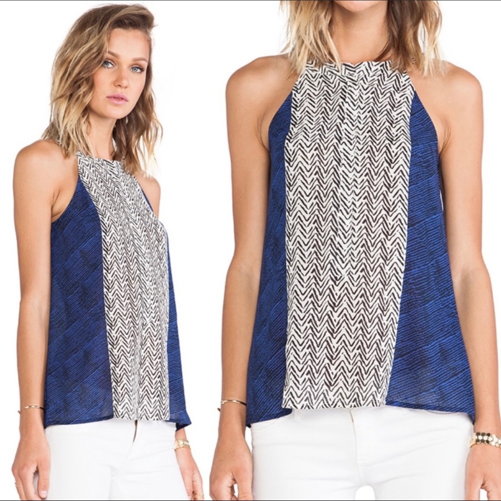 Sanctuary by Anthropologie printed sleeveless sheer blouse